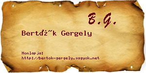 Bertók Gergely névjegykártya
